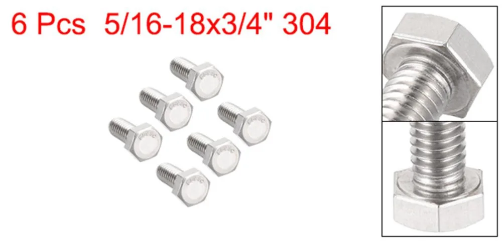 Uxcell 6 pz Bulloni 5/16-18x3/4 "In Acciaio Inox 304 Vite A Testa Esagonale Bulloni di Fissaggio a Casa Ufficio Apparecchio di Comunicazione Ferramenteria e attrezzi