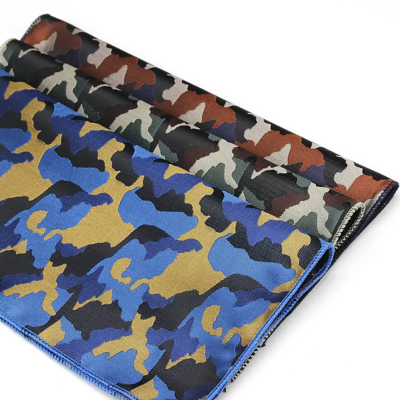 Luxury Men\'s Handkerchief camouflage Wowen Jacquard Hankies Polyester Hanky Business Vintage Pocket Square Chest Towel 23*23CM