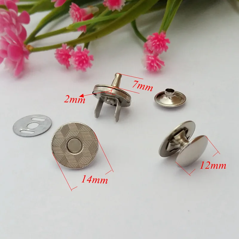 10set / Pack 14mm Single rivets Strong Magnetic Snap Fasteners Clasps Buttons Handbag Purse Wallet Craft Bags Parts Accessories