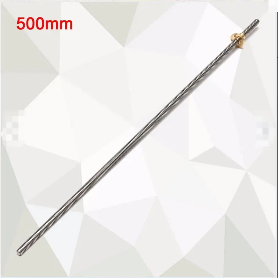 DuoWeiSi 3D Printer Parts T8 lead screw with nut 500mm length lead 1/2/4/8/12/14mm T-type screw for Stepper motor