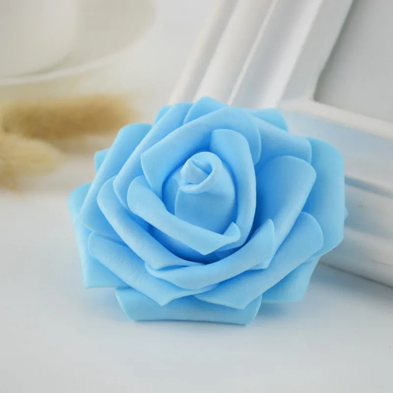 20pcs 7CM PE Foam Roses Artificial Flowers For Wedding Car Decoration DIY Pompom Wreath Decorative Fake Plant Garlands Marriage