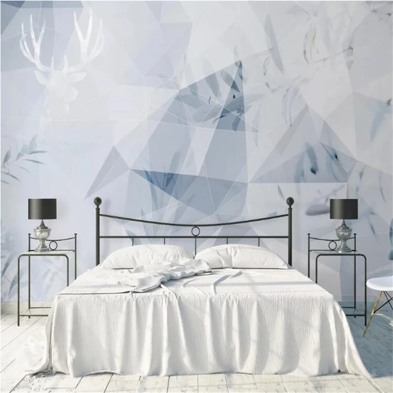 

wellyu Custom Wallpaper papier peint HD simple modern fresh plant geometric background wall papier peint mural 3d behang