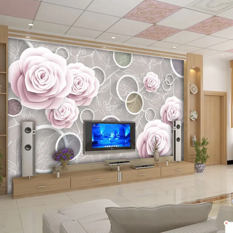 beibehang Customized Fresco Fresco 3D Large Simple Rose Bubble Theme Fresco Living Room Sofa Movie View Background 3d Wall paper