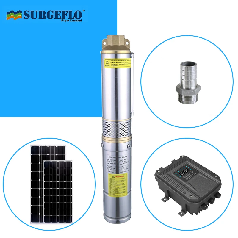 FREE CONTROLLER Brushless high-speed solar deep water pump with permanent magnet synchronous motor solar pump system for well