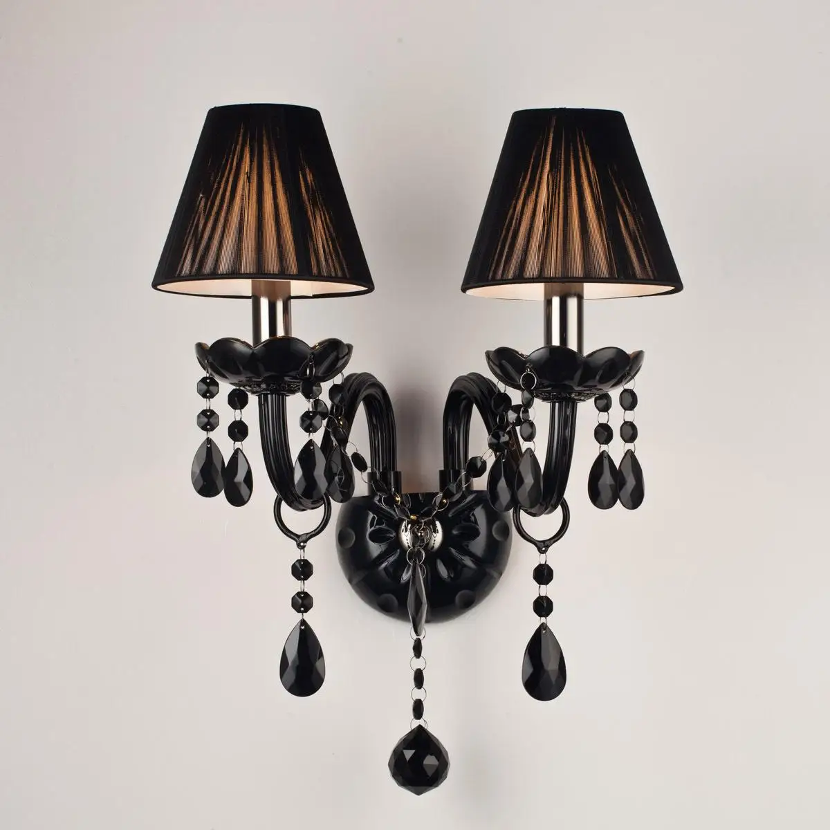 American Entrance Balck glass Wall light fixture E14*2 Modern Crystal wall sconce Corridor Bedside Wall Lamp Ktv Bar Arandela 