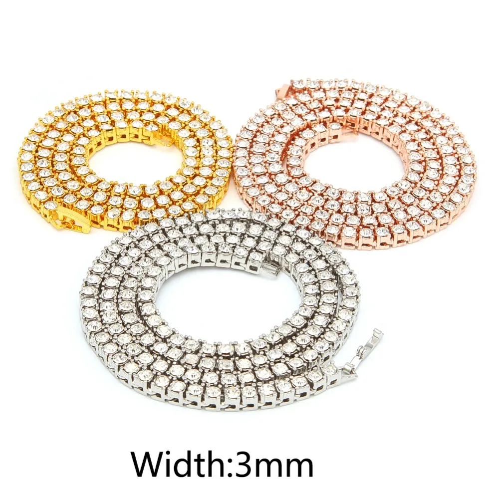 TBTK One Row Tennis Link Chain Choker Necklace Paved Bling Crystal Zircon Punk Style Man Luxury Hiphop Jewelry image 3