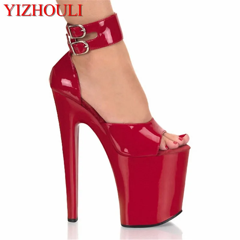 8 inch sexy clubbing High Heel Shoes 20cm Super High star metal toe ankle women's Dance Shoes