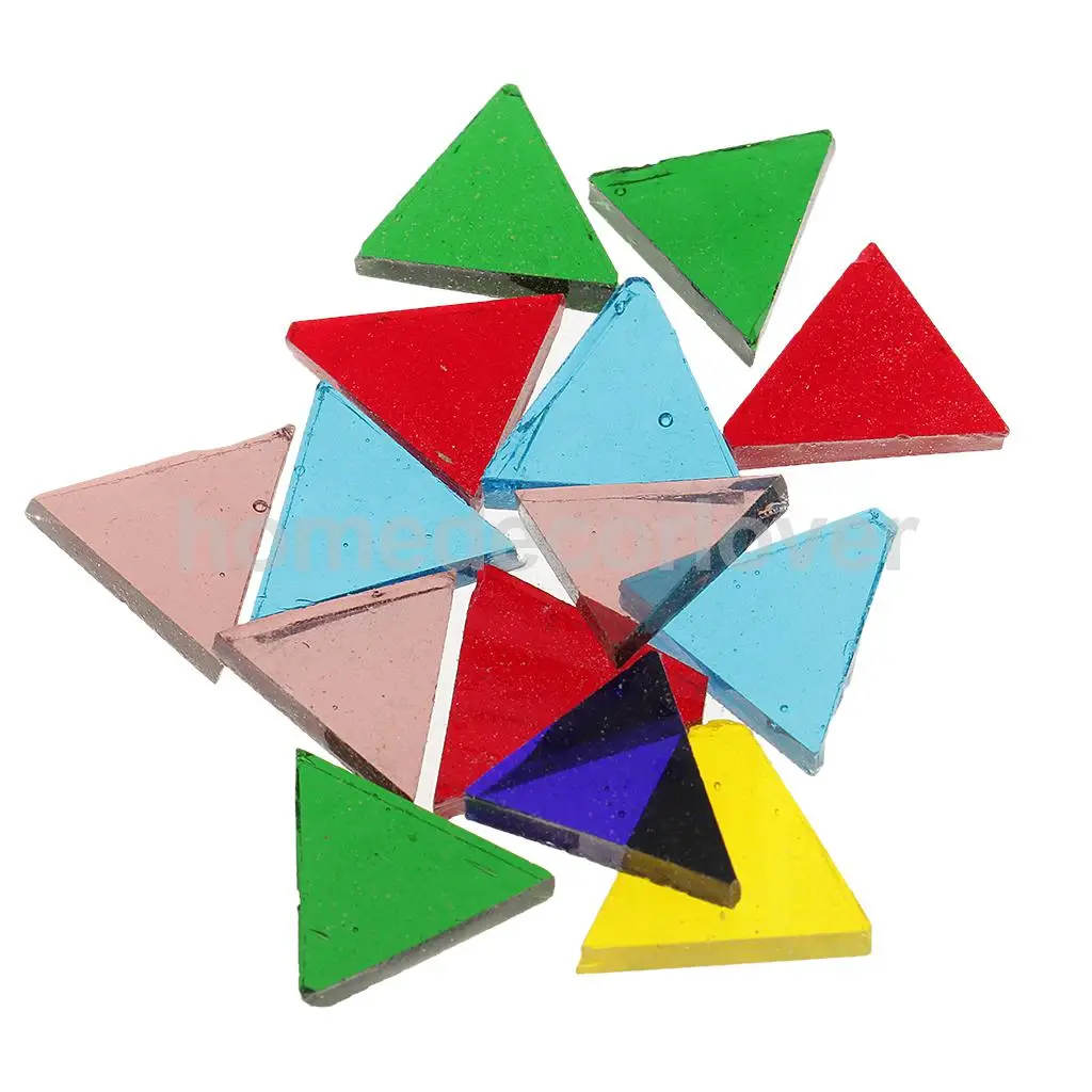 500pcs Assorted Color Clear Triangle Rhombus Glass Mosaic Tiles Pieces for DIY Craft