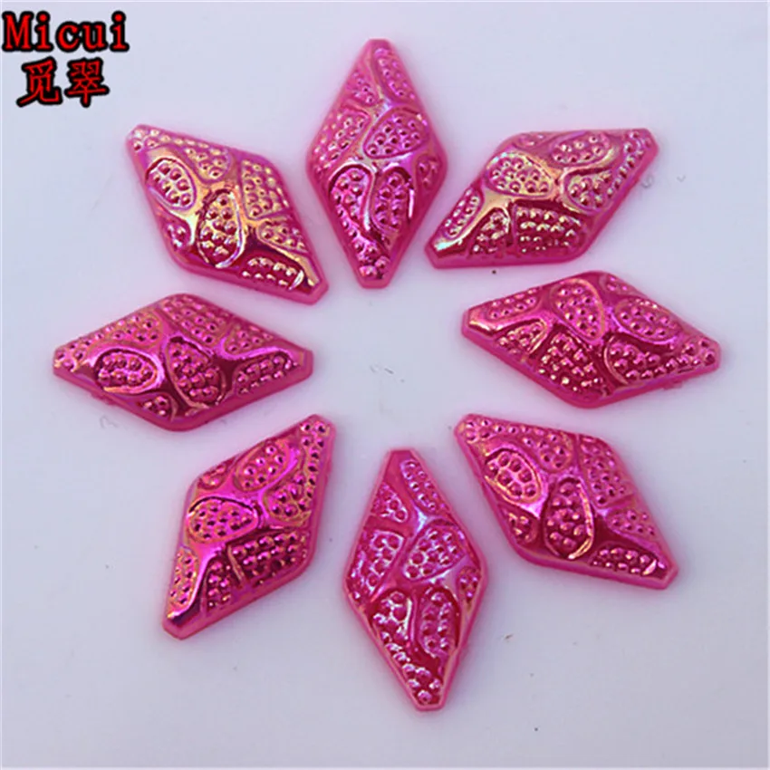 Micui 200PCS 8*15mm rhombus shaped Acrylic Rhinestones Flatback For Clothes Dress Decorations Jewelry Accessories ZZ545