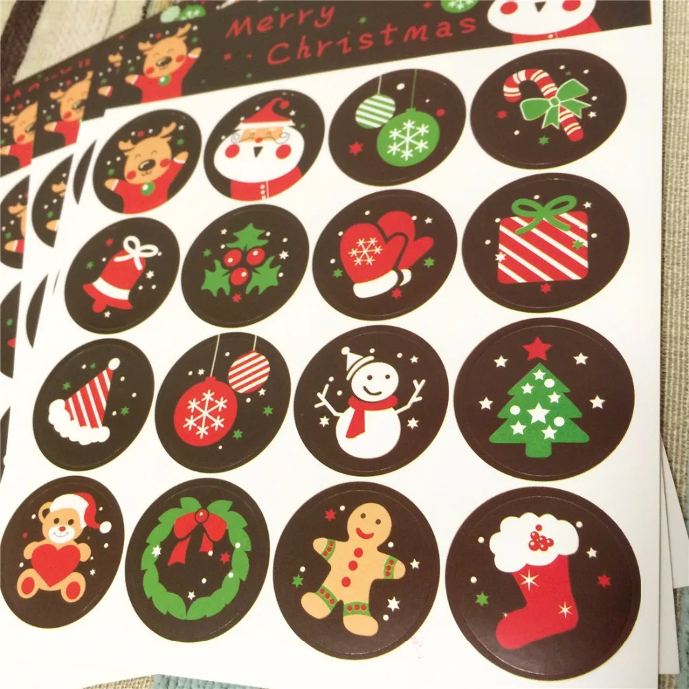 Merry Christmas Gift Sticker, DIY Scrapbooking Labels, Cookie, Cake, Gift Labels, Kitchen, Sweets Party Seal, 160Pcs