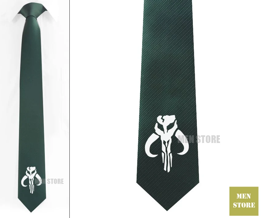 Mandalorian Boba Fett Symbol mężczyźni żakardowe tkane Skinny wąskie 2.3 "krawat 6 cm Neckwear Wedding Party Groom Tie spinki LK045M