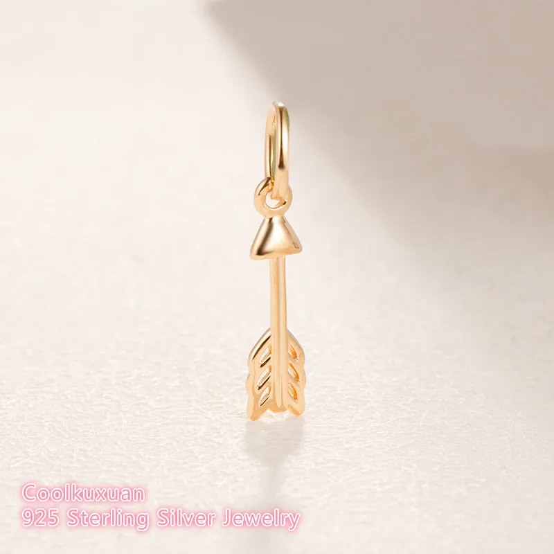 

925 Sterling Silver Arrow of Cupid Charm, Gold color beads Fit Original Pandora Charms Bracelet DIY jewelry Valentine's Day