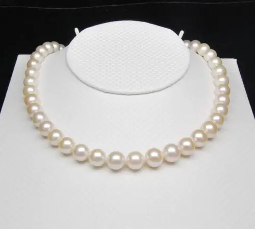 Noble Women Gift GOLD CLASP Natural Double Strand GW Natural AAAA+ White 9.5-9mm Pearl Necklaces&earring