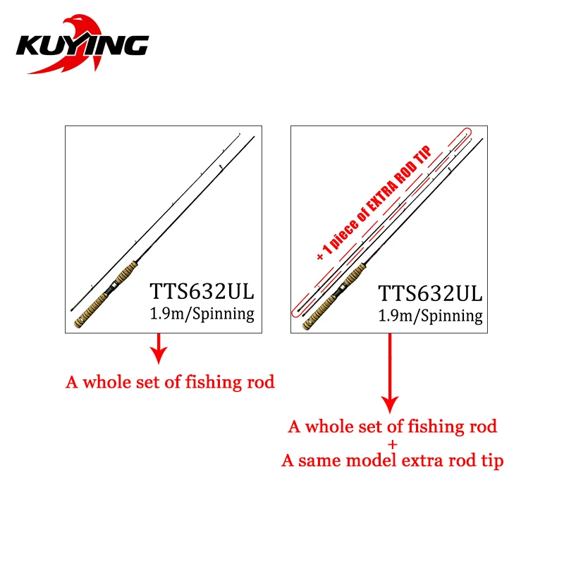 KUYING TETON 1.56m 1.8m 1.86m 1.9m 1.92m 1.98m Super Ultra Soft Light Baitcasting Casting Spinning Lure Fishing Rod Pole Combo