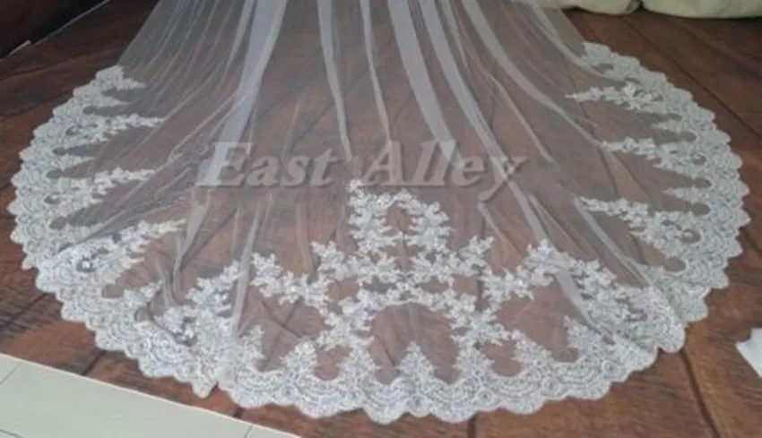 Lace Wedding Cape Veil Cathedral Veil 3Meters Sequins Bridal Veil Wedding Cloak Long Veil