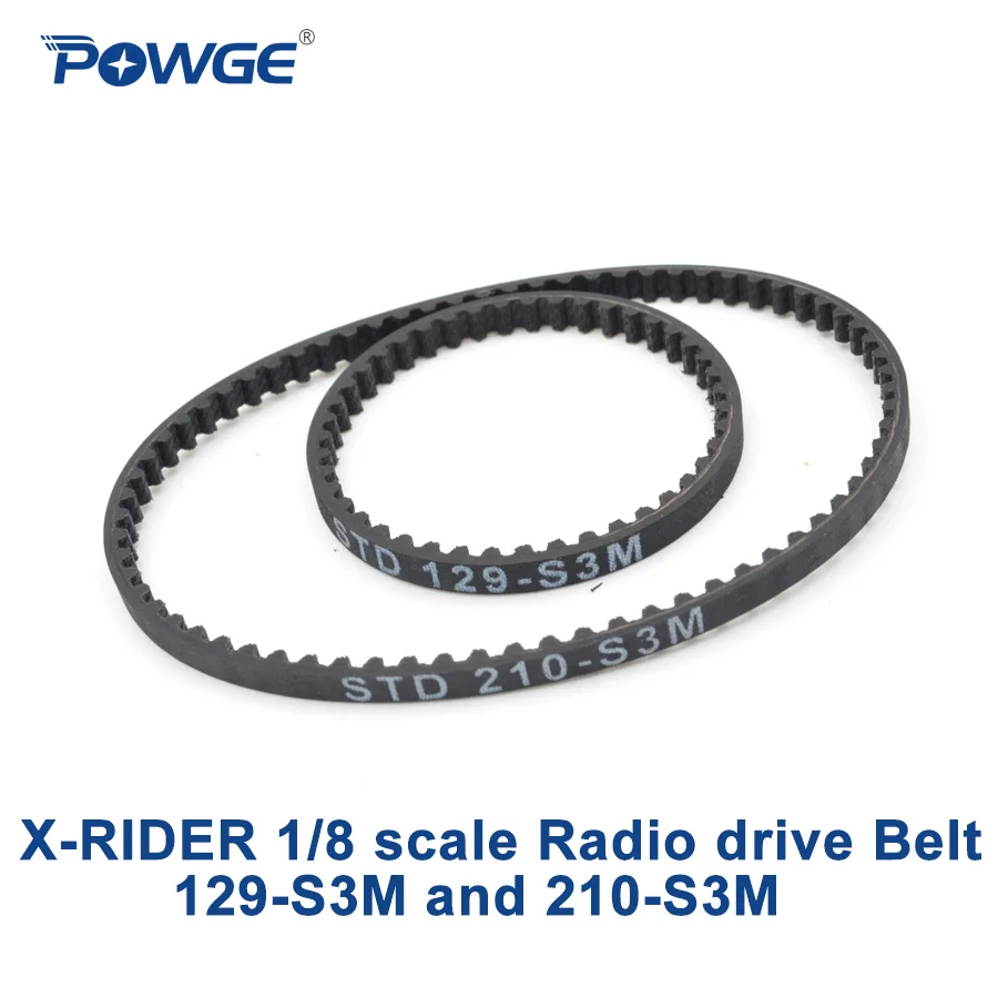 POWGE XRIDER 1/8 scale Radio control bike Set drive motor belt STD 129-S3M and 210-S3M  width 3.5mm RC motorcycle for X-Rider