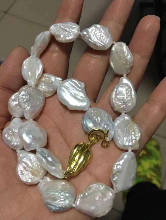 

Jewelry super big 20mm baroque white keshi reborn freshwater pearl necklace