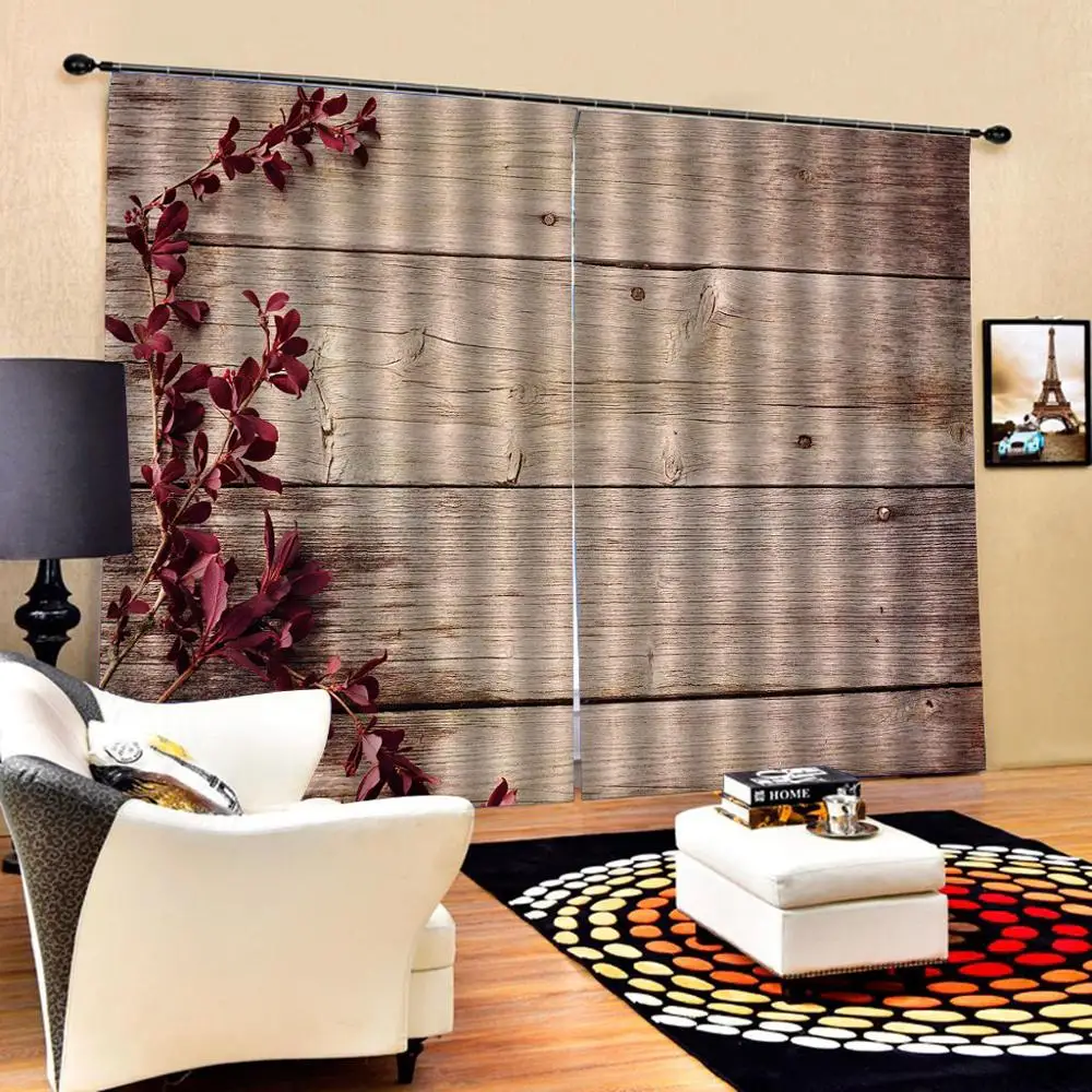 

Brown woods curtains Curtain office Bedroom 3D Window Curtain Luxury living room Blackout curtain decorate Cortina