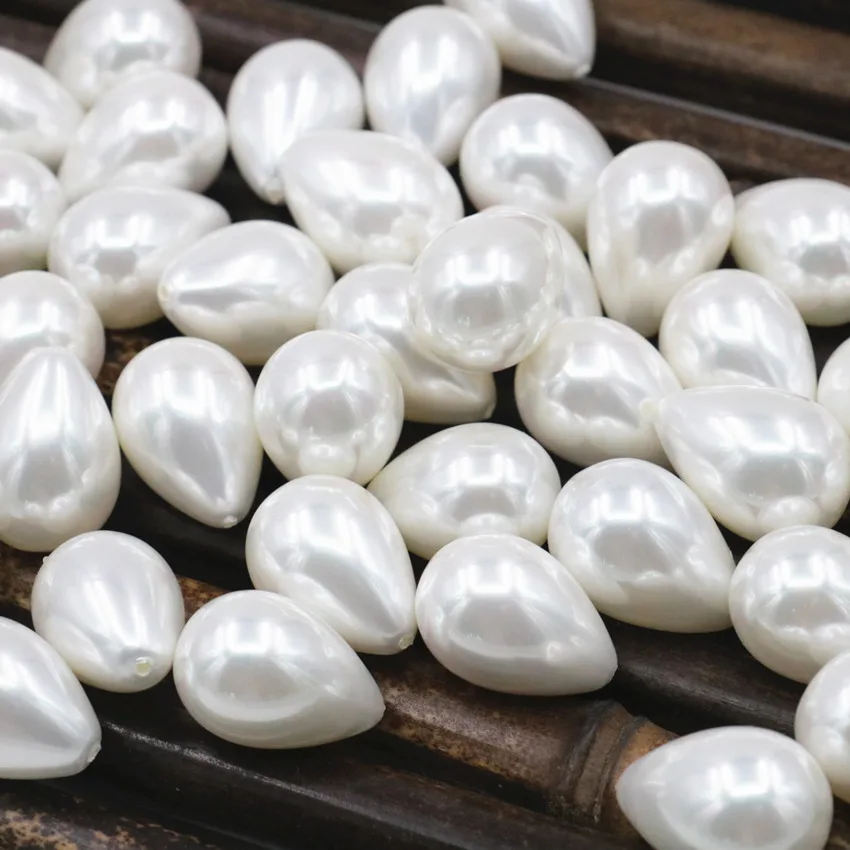 16x25mm Natural Shell Pearl Teardrop Half Drilled Hole fit DIY Earring Dangle Beads 2pcs Semi-finished Drop Jewelry Finding A344