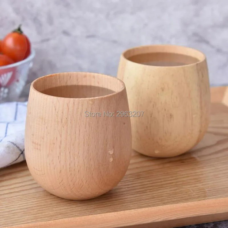 30pcs Beech/Rubber Wood Cup Primitive Handmade Natural Wooden Cup Breakfast Beer Milk Drinkware Green Tea Cup