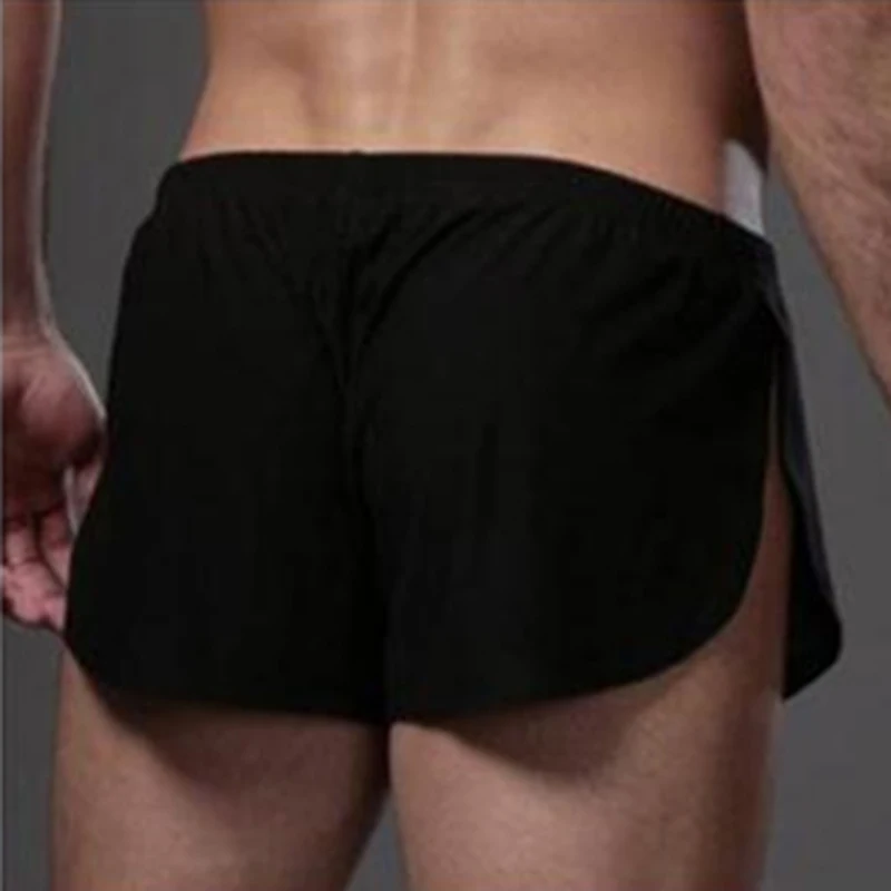 Short masculino de corrida, sexy, cintura baixa, roupa esportiva para homens, roupa íntima para academia, calça de moletom, calça respirável para