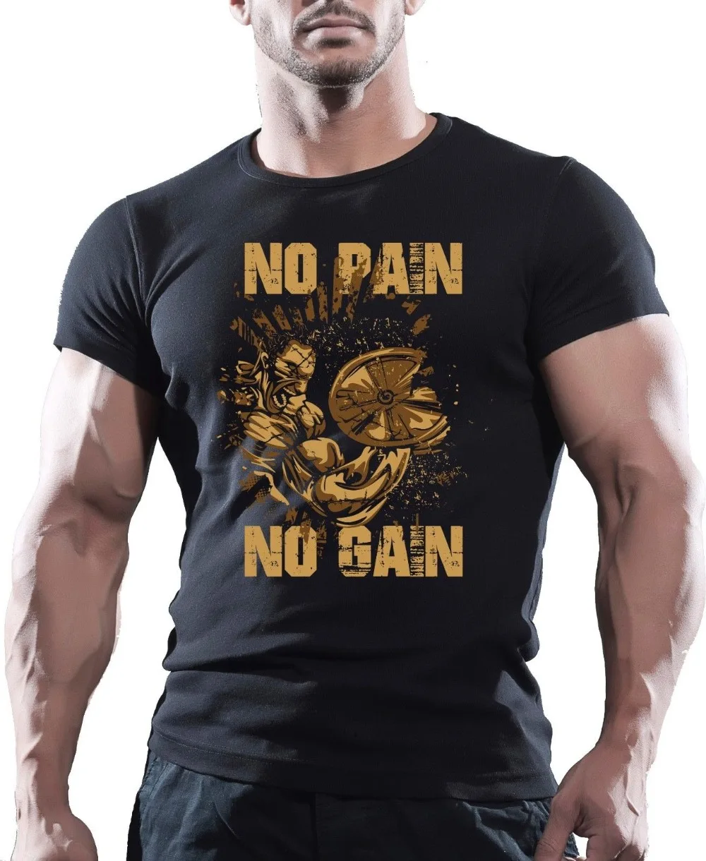 Hot Sale New Men'S T Shirt NO PAIN NO GAIN Mens MMA GYM BODYBUILDING MOTIVATION T-Shirt BEAST CLOTHING Funny O Neck T Shirt