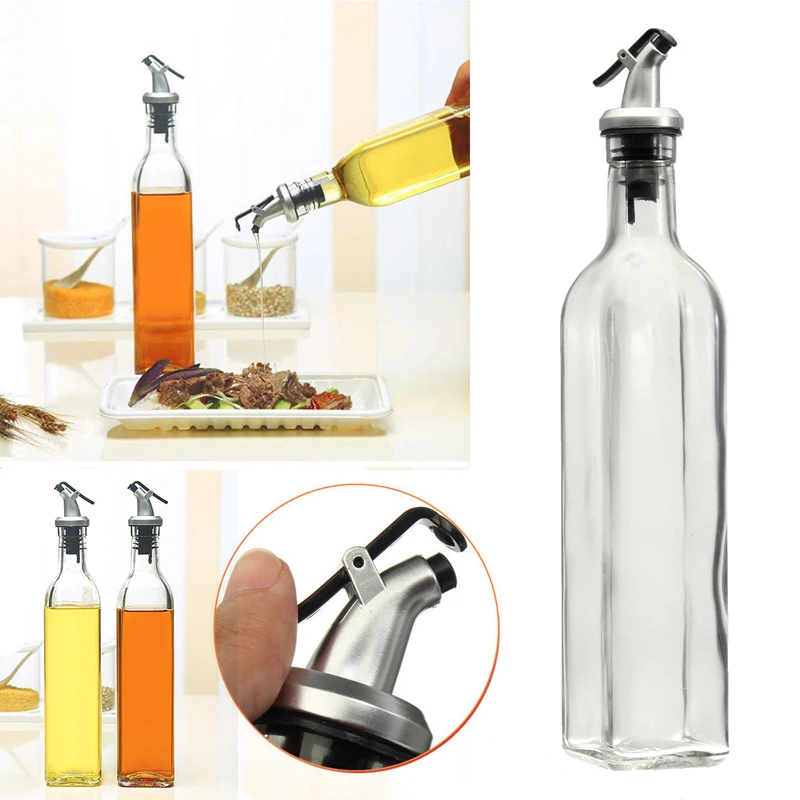 1 x 500ml 18oz Olive Oil And Vinegar Pourer Dispenser Glass Bottle Kitchen Cooking