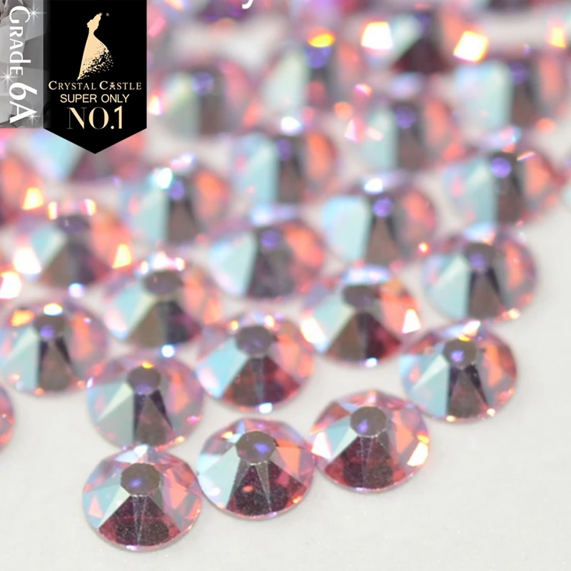 Crystal Castle 6A Hot Fix Stones Sparkle AB Hotfix Strass Flatback Gemstones Diy 3D Nail Art Glass Rhinestones For Clothing 6AHF