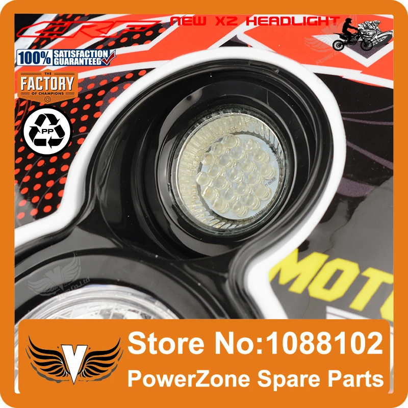 Powerzone Trail Tech Motorcycle Motocross Supermoto X2 Headlight Headlamp Street Fighter CR CRF 250 450 250R 450R