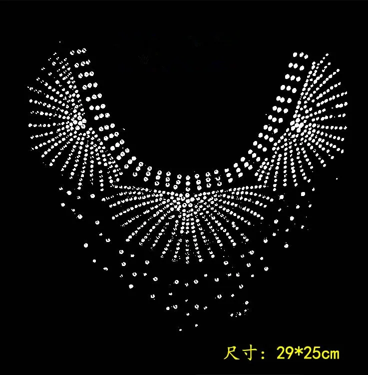 2pcs/lot Sweat neckline hot fix rhinestone rhinestone iron on transfers designs strass iron design stone hot fix patches