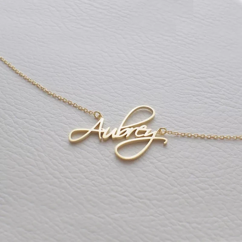 Personalized Custom Handwriting Signature Handmade Name Pendant Necklace For Women Stainless Steel Chain Fashion Jewelry Gifts