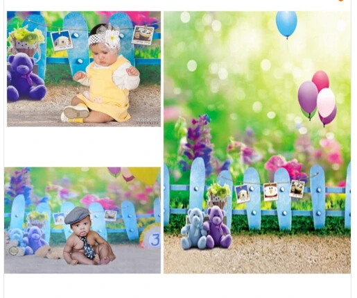 

VinylBDS 5X7FT Backgrounds For Photo Studio Photography Baby Balloon Fences Backdrops Mini Baby Photo Background Backdrop