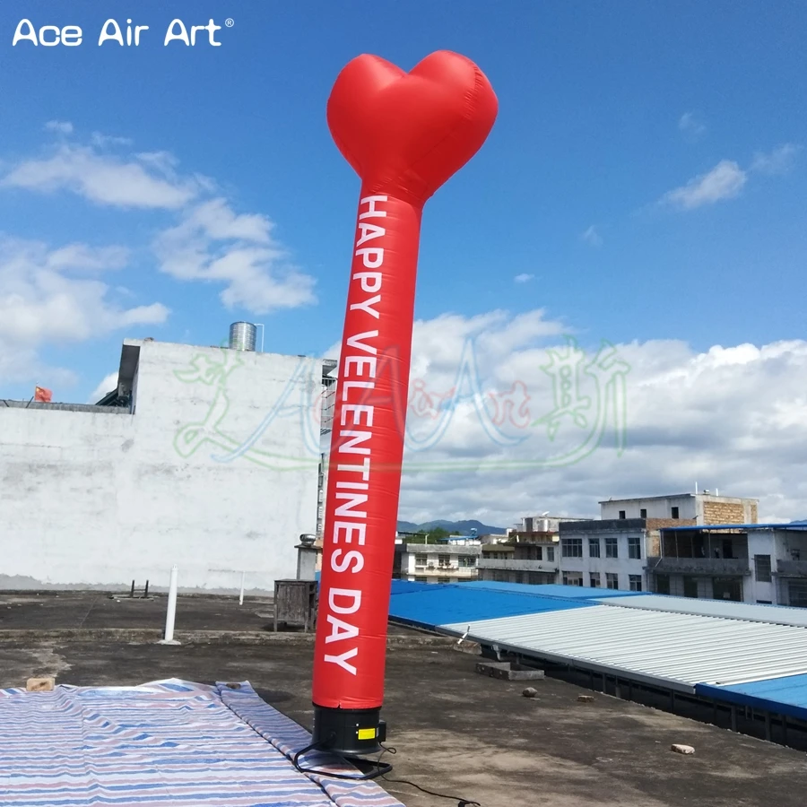 5m H classical red Inflatable Heart Model Air Dancer Inflatable Heart Sky Dancer For Advertising On Valentine' Day decoration