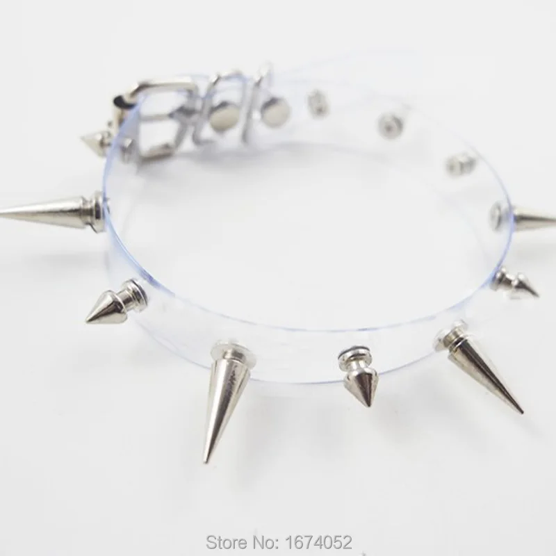 Sexy Punk Harajuku Rock Buckle PVC 100% Handmade Vinyl Clear Choker Spikes Rivets Collar Necklace
