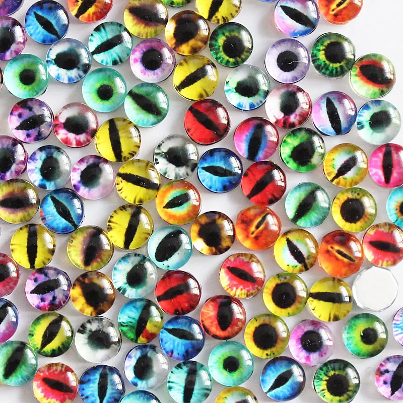 Onefrezowanie 6mm losowe mieszane zabawki lalki oczy okrągłe szkło Cabochon Flatback Photo Dome akcesoria baza w parach 50 sztuk/partia K05409