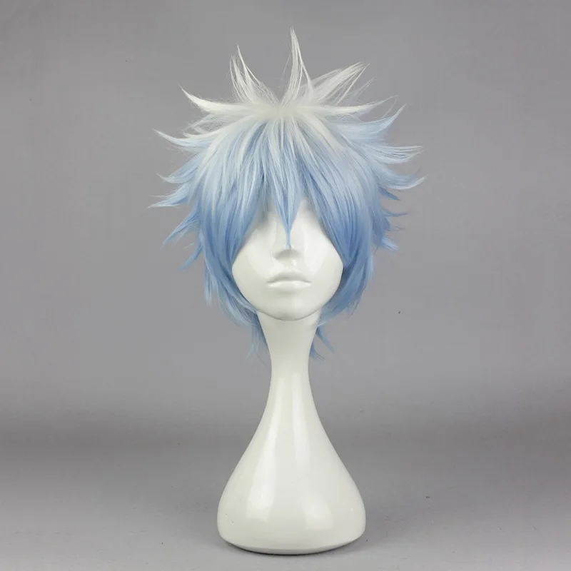 

Anime Gintama Sakata Gintoki Wig Cosplay Costume Silver Soul Men & Women Short Hair Halloween Party Wigs+hairnet