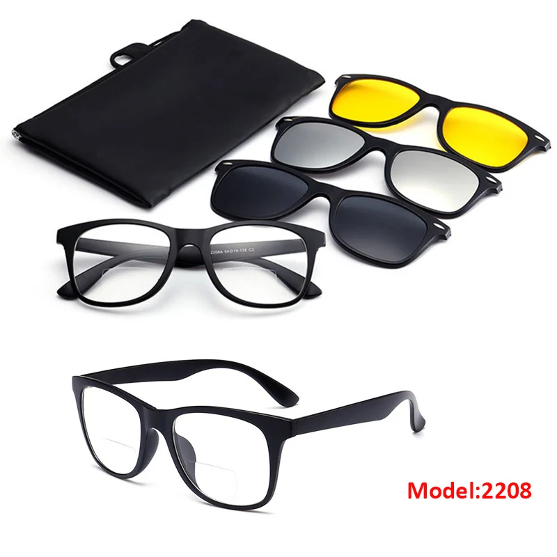 Bifocal Reading Glasses With Magnetic Clip-on Sunglasses Polarized 1.0 1.5 2.0 Classic Style Spectacles Frames Readers Eyeglass