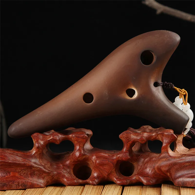 High Quality 12 Hole Ocarina Alto &Soprano C/G/F Key Smoked Burning Process Professional Ceramic  Flute Musical Instruments