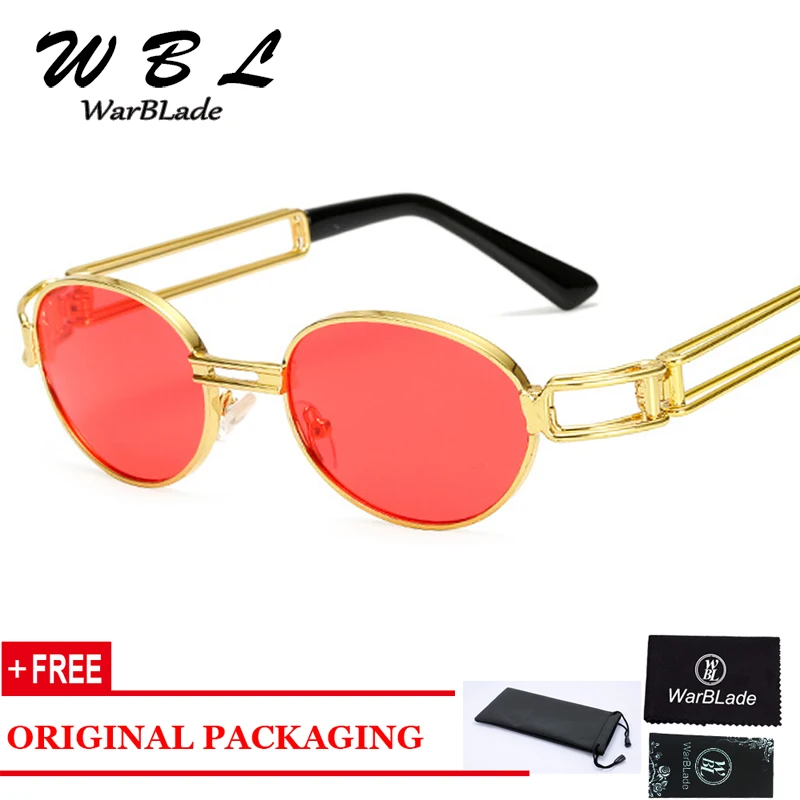 

WarBLade 2019 Women Round Metal Frame Oval Sunglasses Steampunk Men Fashion Glasses Brand Designer Retro Sun glasses