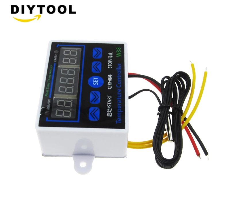 W88 12V/24V/220V Temperature Controller Digital LED Temperature Controller Thermometer Thermo Controller Switch Probe