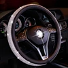 Forro para volante de coche, de cuero sintético con cristales e imitación de diamantes, para mujeres y niñas. Accesorios para automóviles.