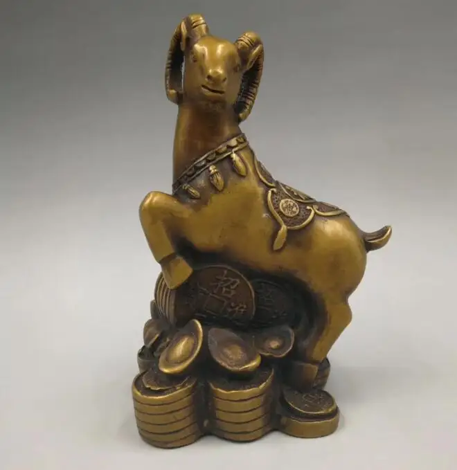 

Collect archaize brass handicraft Zodiac sheep wealth statue