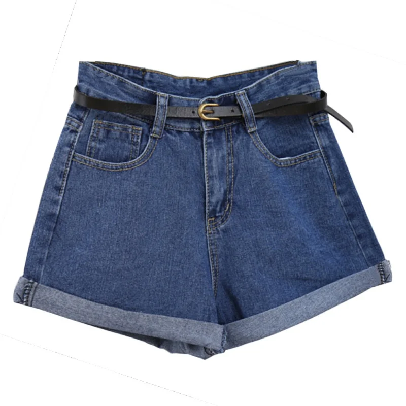 

New 2018 Fashion Retro Jeans Woman Summer High Waisted Rolled Denim Jean Shorts with Pockets Plus Size Shorts feminino W3