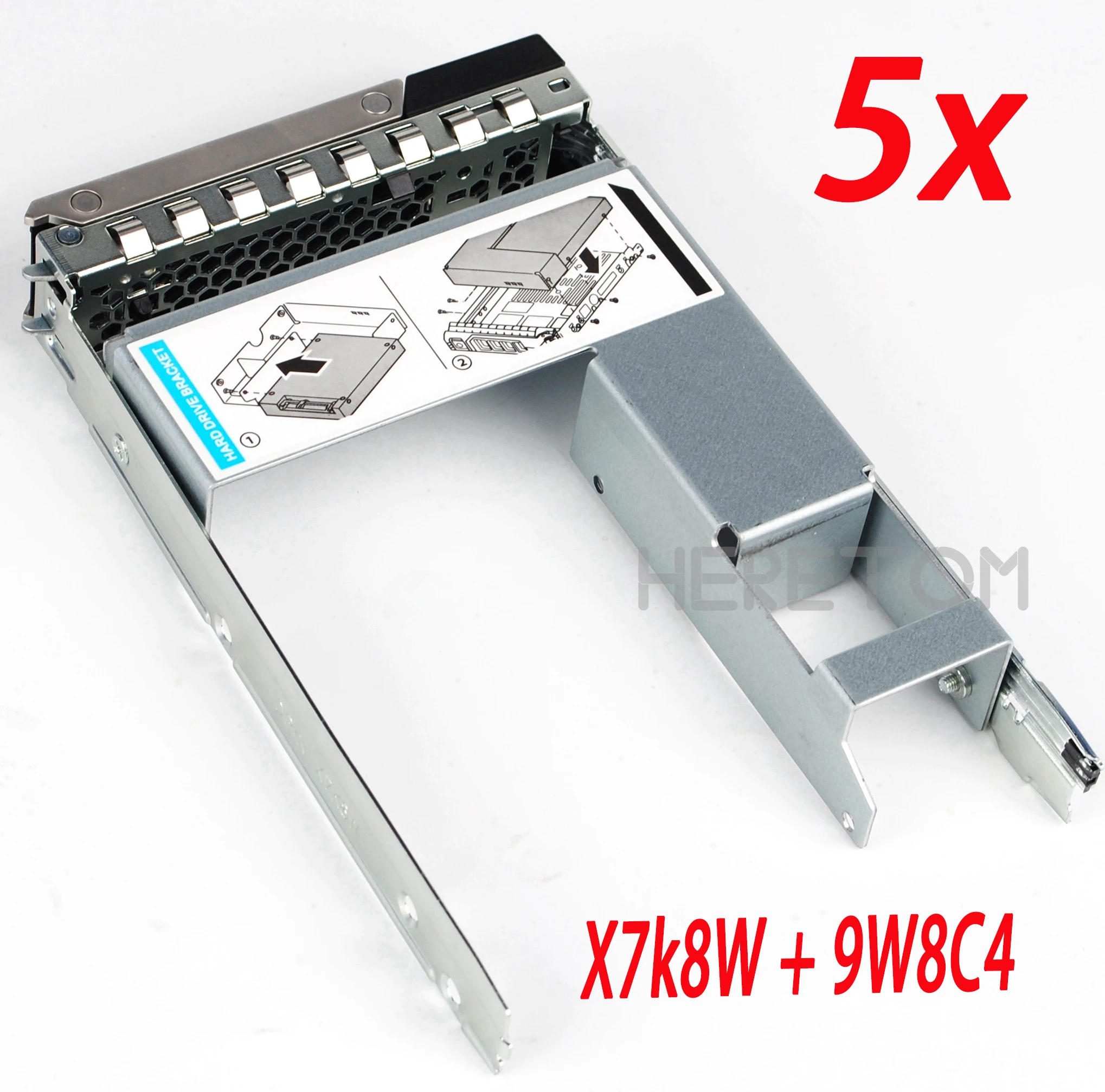 

5PCS 2.5" HDD Adapter Tray 9W8C4 + X7k8W 3.5" Hard Drive Tray Caddy 09W8C4 For Dell R730 R720 R530 T630 0X7k8W