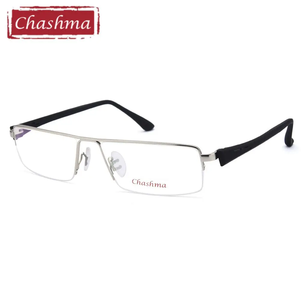 Chashma Big Frame Titanium Alloy Eyeglass Half Rimmed Men Wide Face Glasses Spectacle Frame Large Size Eye Flasses Frames Men