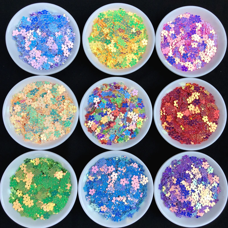 500pcs/lot Size 7mm Five-fingers Flowers loose Sequins Paillettes Flat Plum Sequin Sewing Craft,Women Garments Accessories