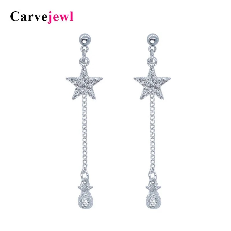 Carvejewl-pendientes colgantes para chica joven, aretes colgantes de piña y estrella esmerilada, gancho de plástico antialérgico, nuevos pendientes Coreanos