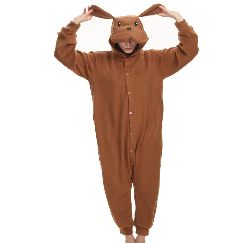 

Teddy Dog Onesie Pajamas Fleece Brown Men Kigurumi Halloween Costume Animal Pyjama Adults Pajamas One-Piece Pijamas Cosplay