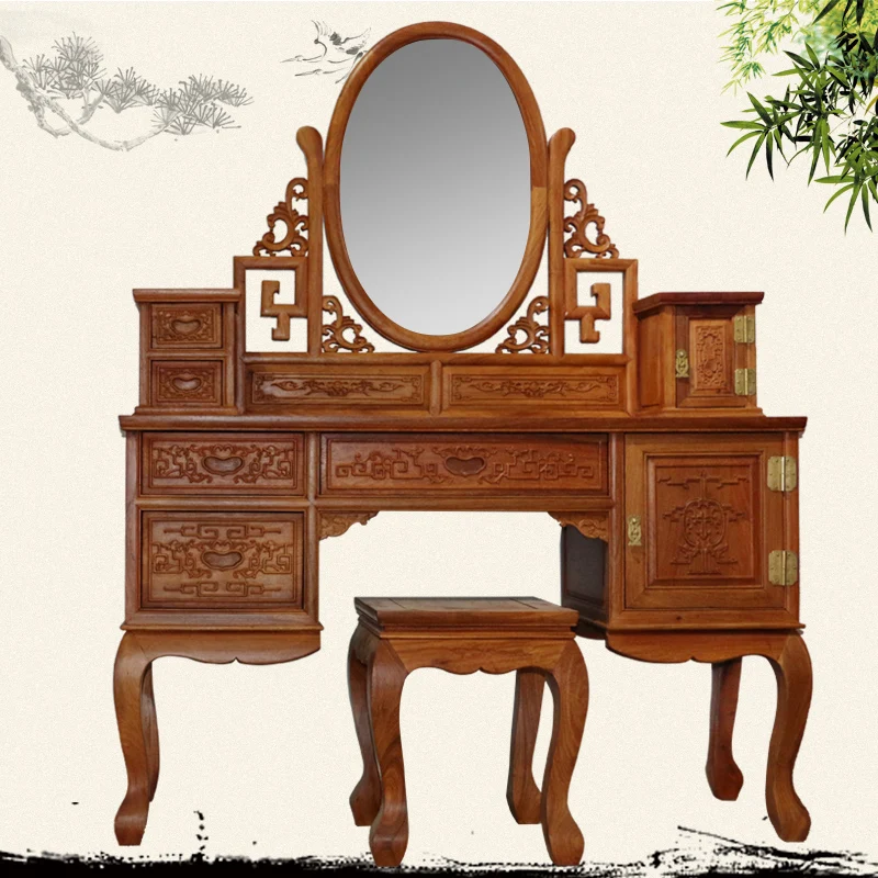 African rosewood mahogany furniture / Myanmar flower / wood bedroom dresser dressing table Chinese furniture