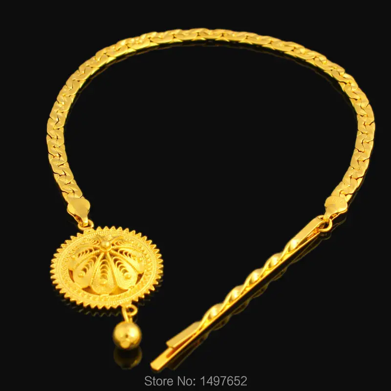 New Ethiopian Hair Chain Jewelry 24k Gold Color African/Eritrea/Kenya Women Habesha Party Accessories